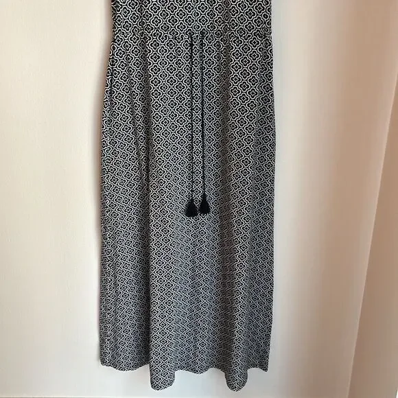 Talbots Avalon Tiles Jersey Maxi Dress Black White Geometric Maxi SM women’s EUC - Picture 7 of 14